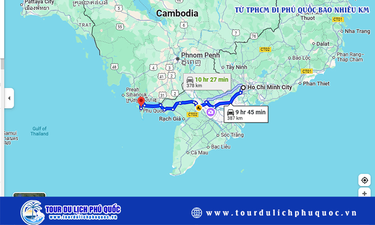 Từ TPHCM đi Phú Quốc bao nhiêu km?